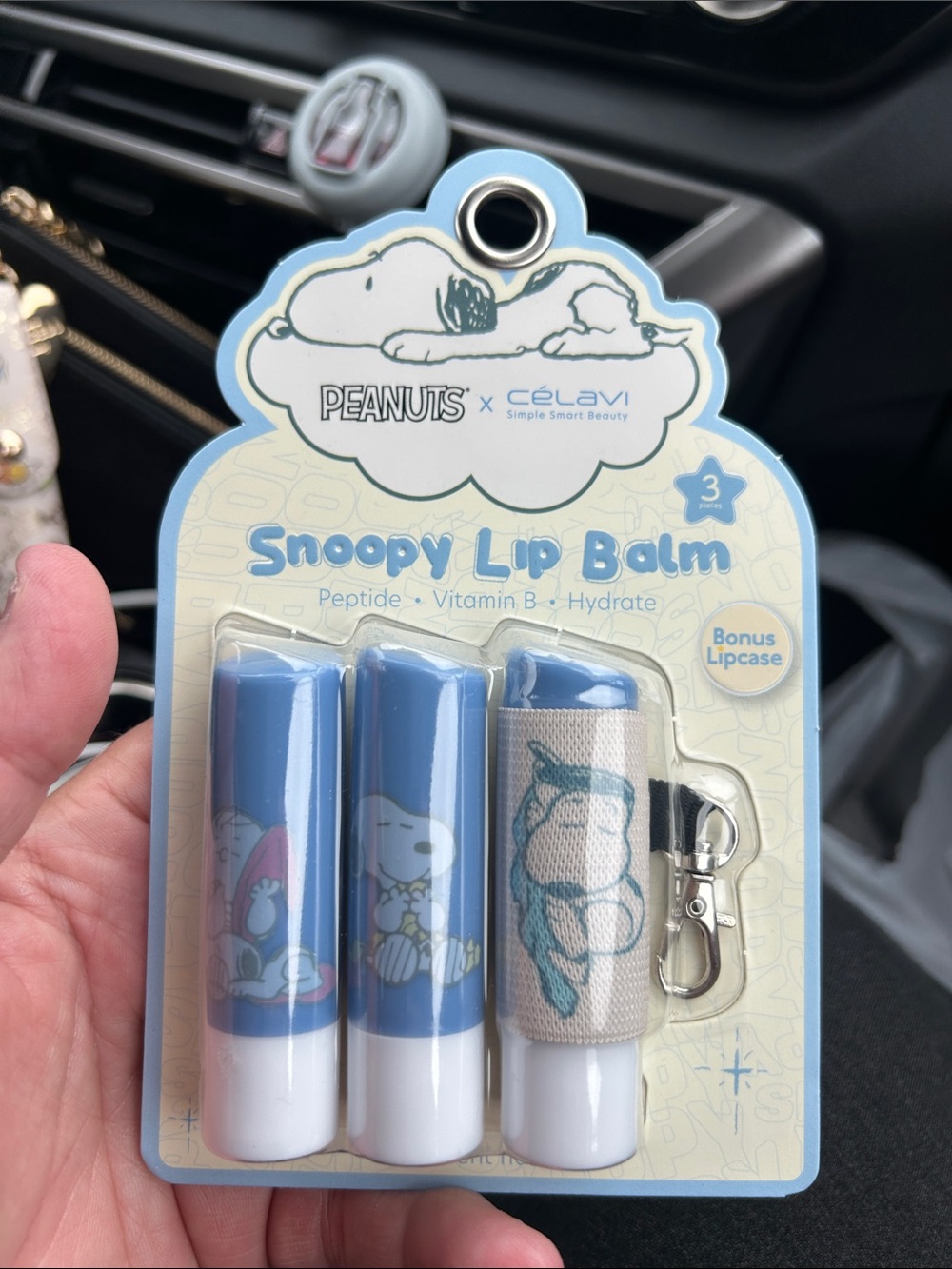 Peanuts x Snoopy Blue Lip Balm 3-Pack with Bonus Lipcase